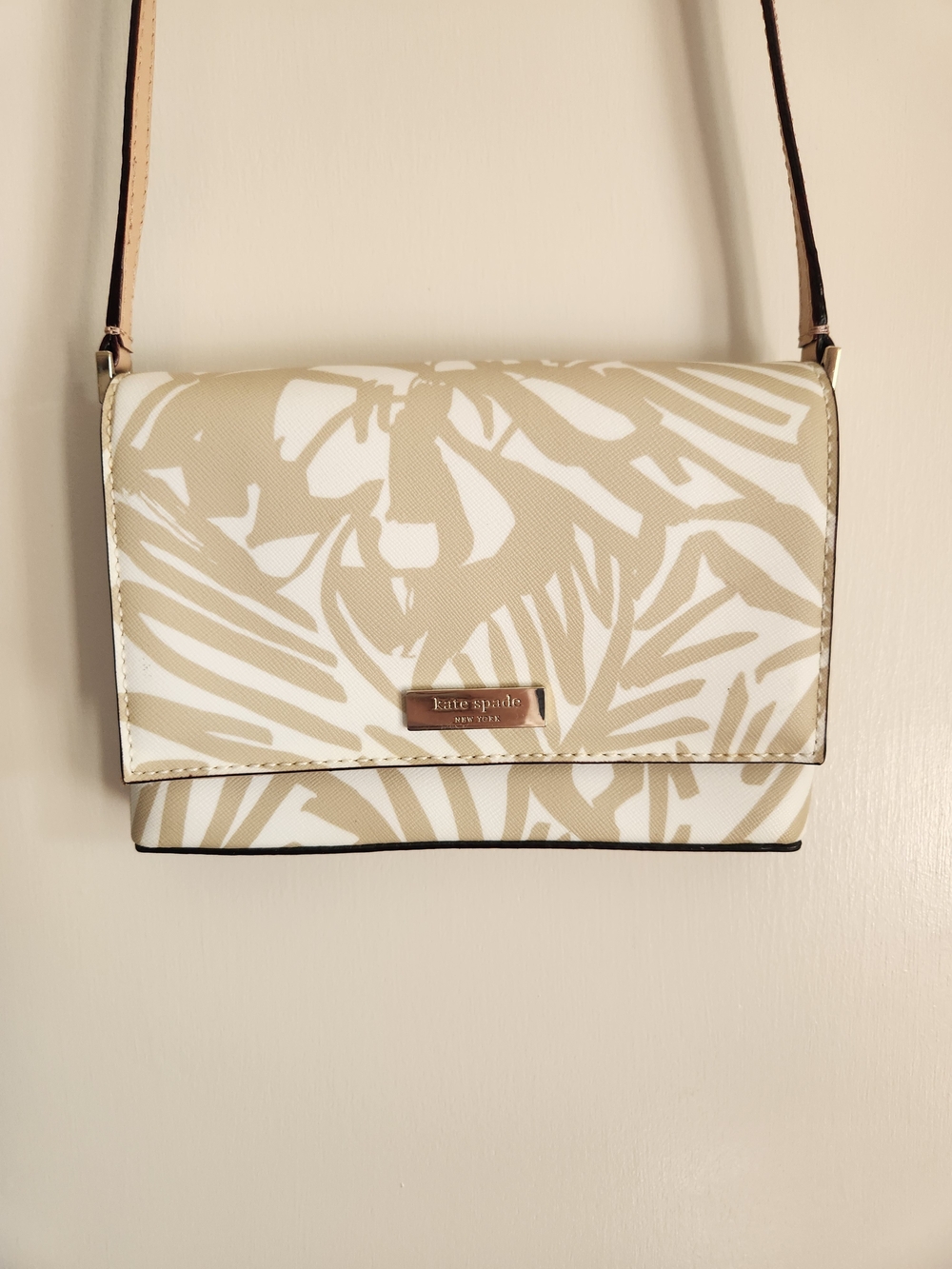 kate spade Beige Palm-Print Crossbody Bag